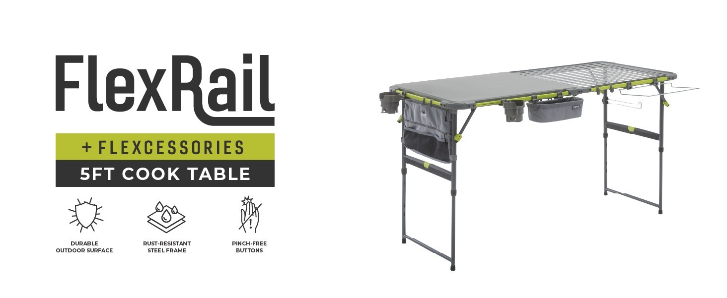 Core Equipment 5' FlexRail Outdoor Grill Table & Accessories - New