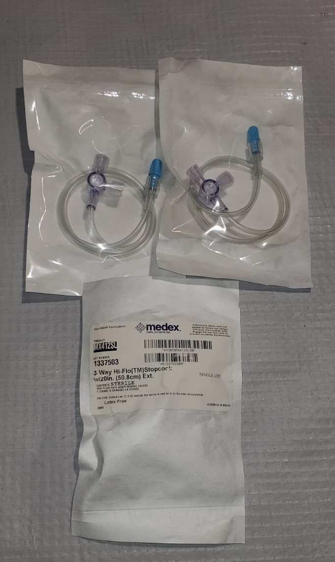 MEDEX 3-Way HI-FLO Stopcock W/20in. Tube P/N MX412SL Pack Of 3 (For Training)