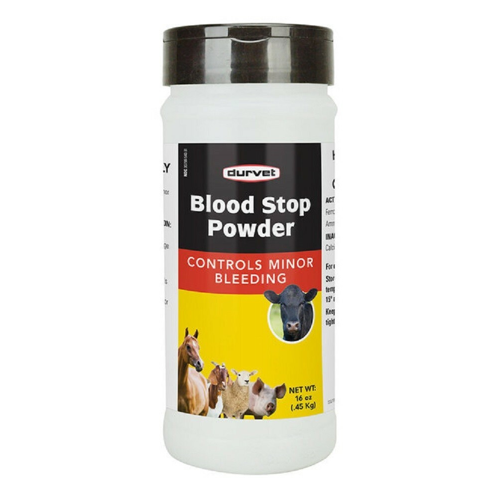 durvet BLOOD STOP POWDER 16 oz. Controls minor bleeding For horse cow livestock