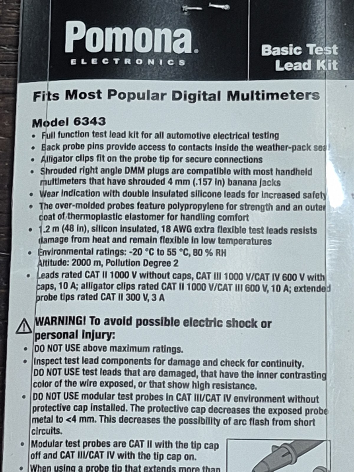Pomona Electronics BASIC TEST LEAD SET Model 6343