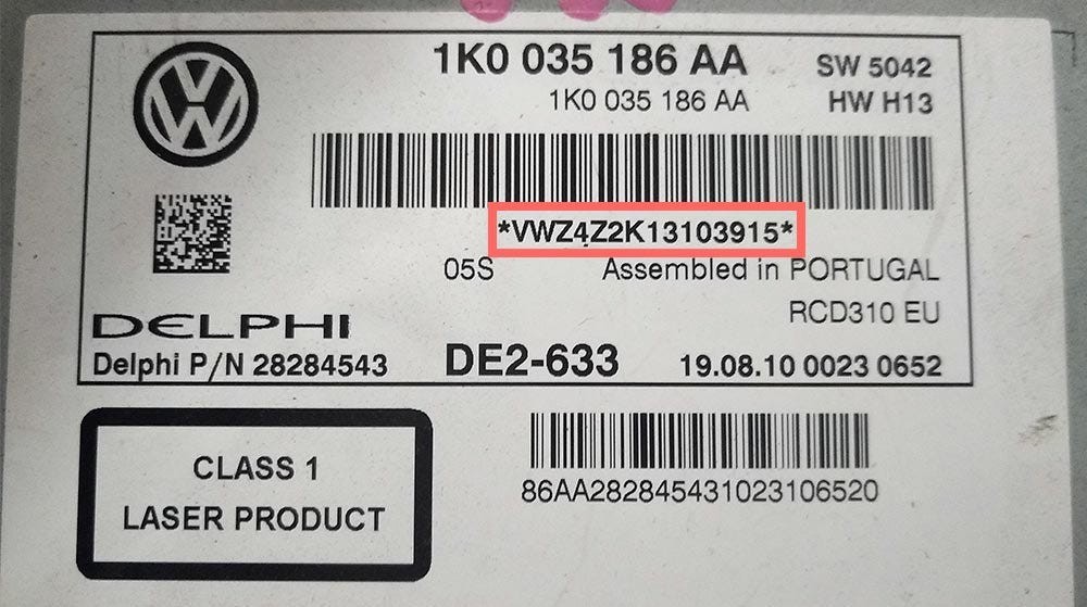 ✅ Volkswagen Radio Code VW Polo Passat Golf Unlock Code RCD300 RCD310 RNS510