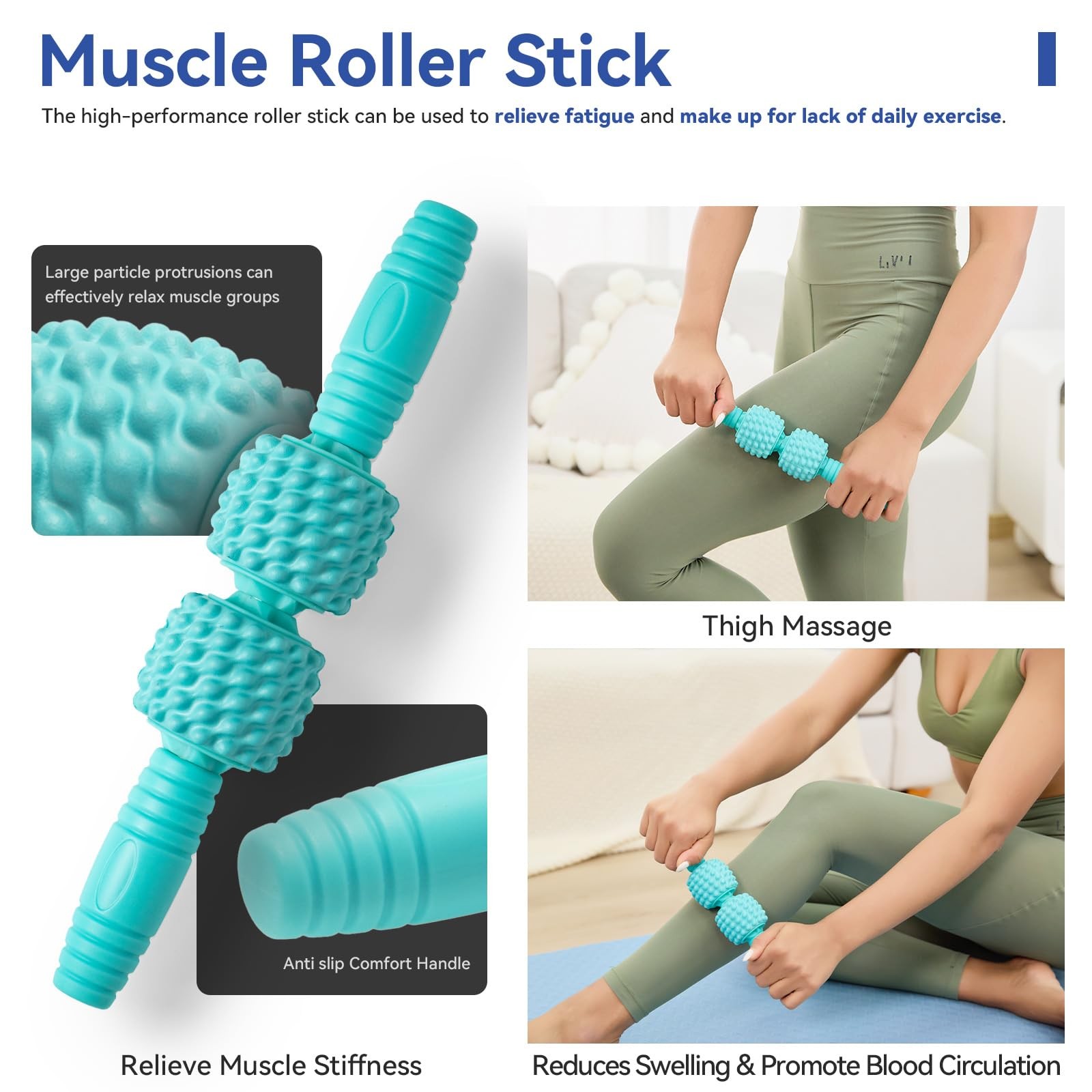 5 in 1 Foam Roller Set - Back Roller Foam, Massage Roller Stick, Massage Ball...