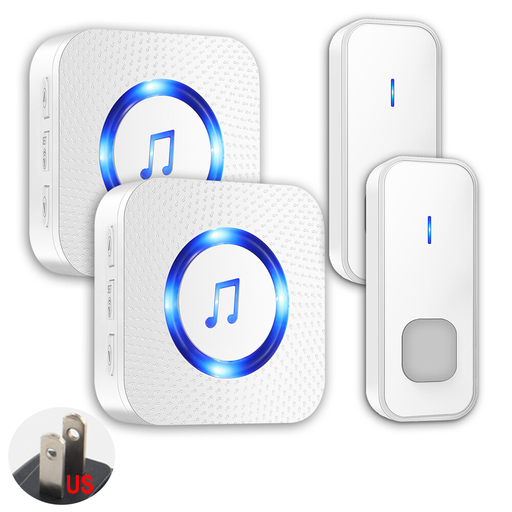 Wireless Doorbell Kit with 2 remotes control calls 2 receivers,1000 ft,55 chimes