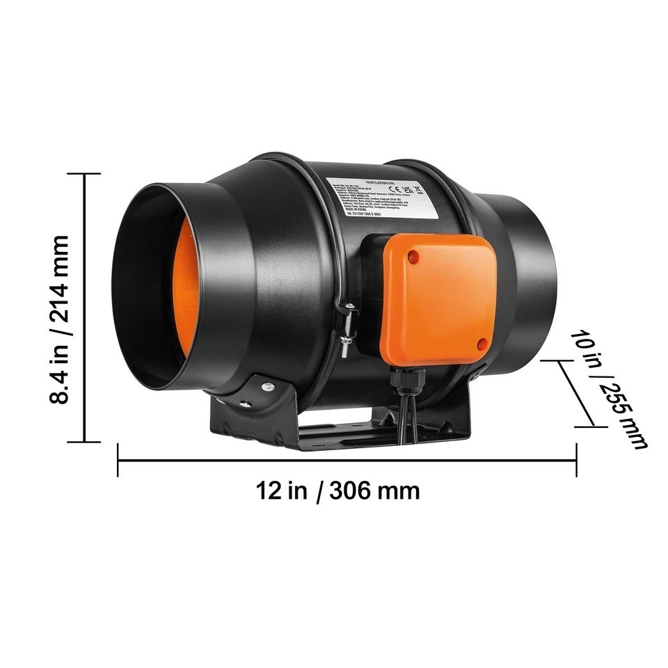 6 Inch Inline Duct Fan HVAC Exhaust Blower Kit EC Variable Speed Control