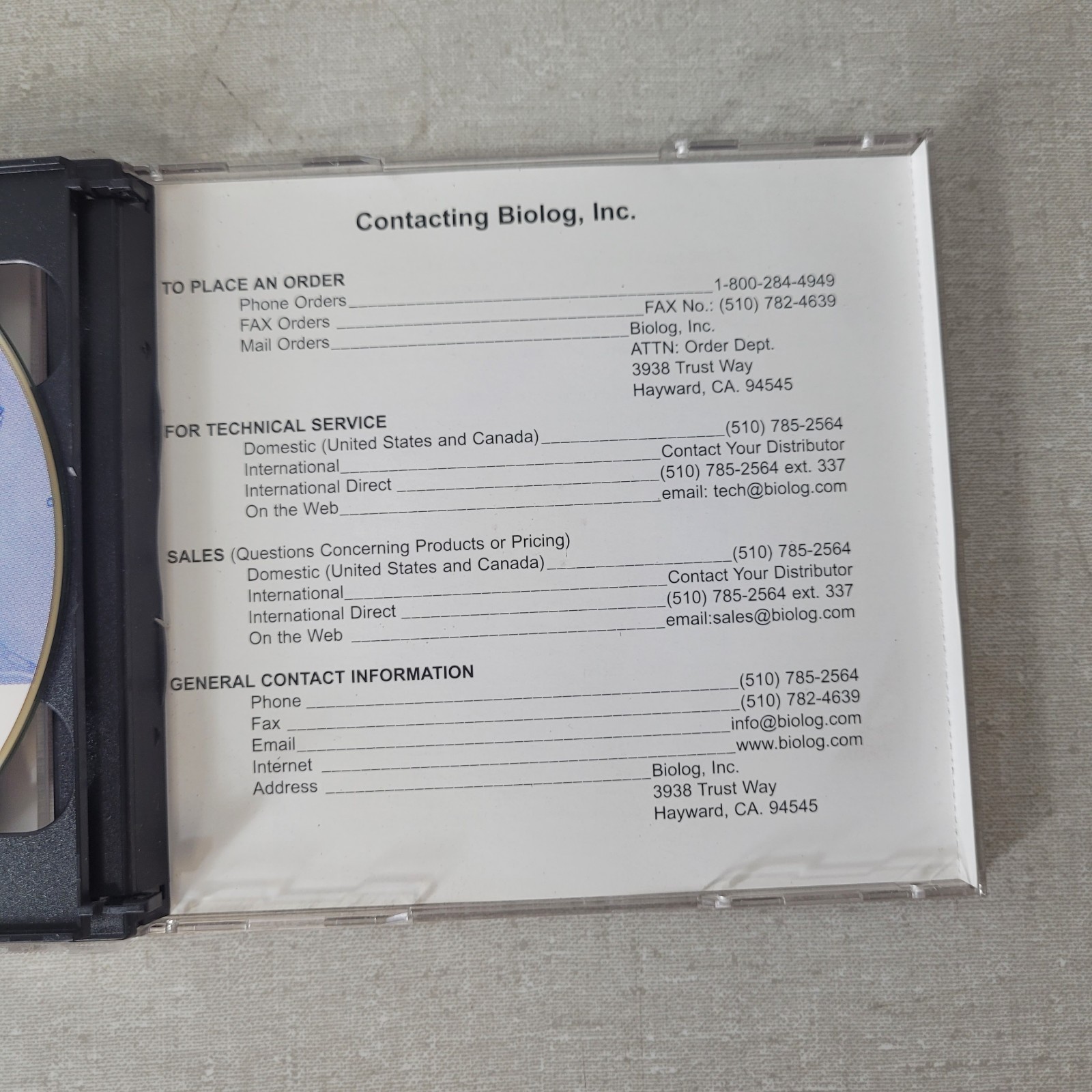 Biolog 650038 DP Database 6.p2 WE Program CD w/ Authorization Floppy Disk