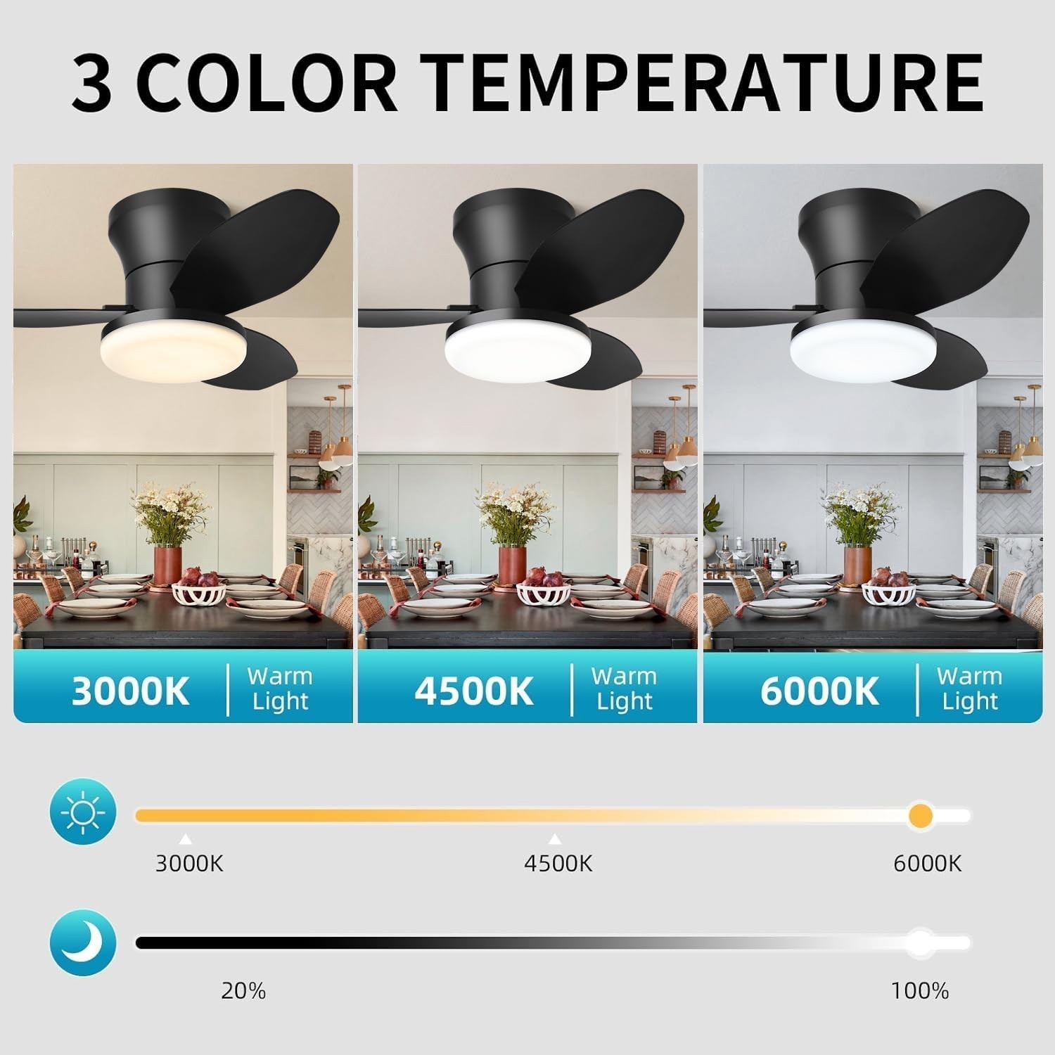36" Modern LED Ceiling Fan With Light, Remote & 6 Speeds Ceiling Light 3500LM