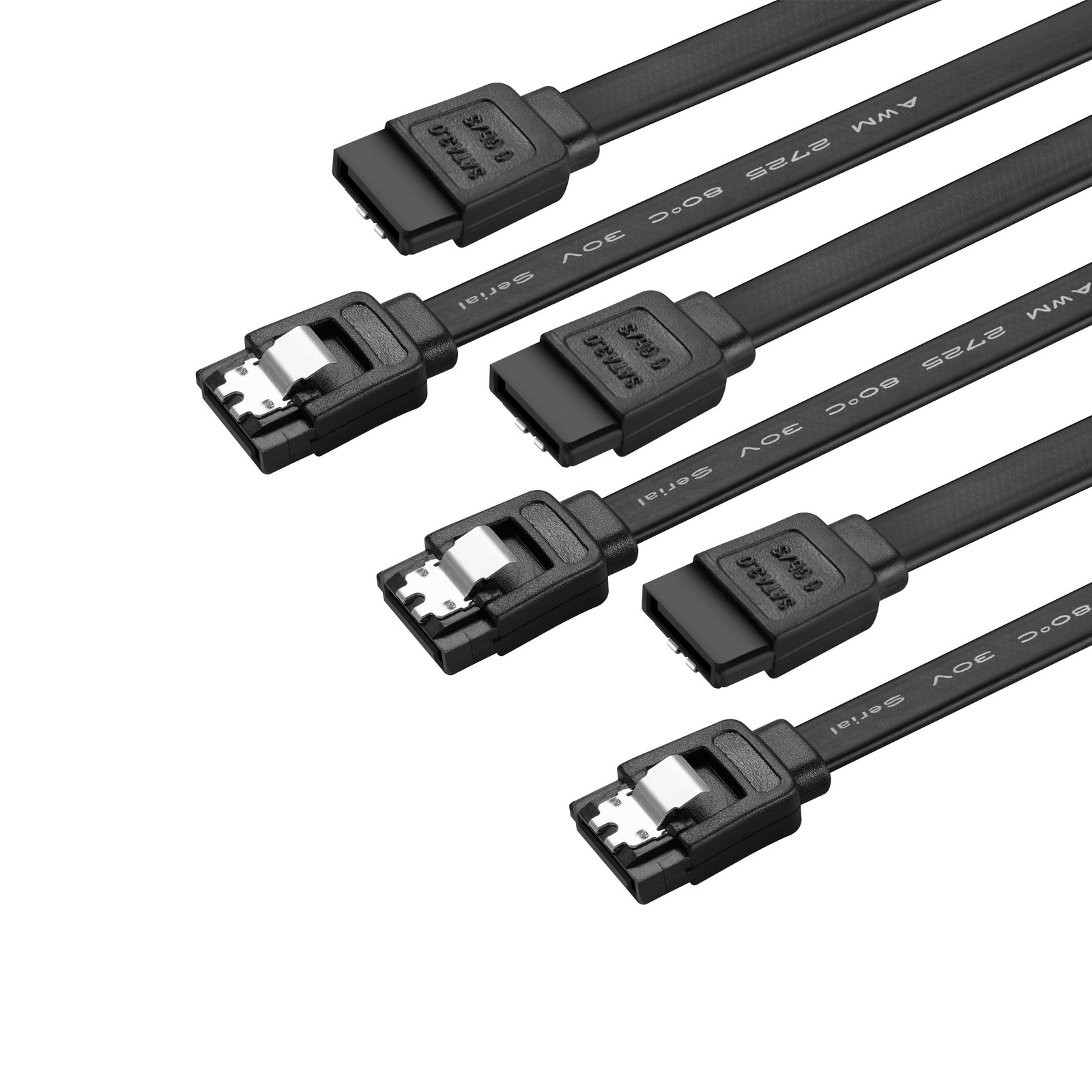 Menewstart SATA Cable V3.0 15 inches, 3 Pack, Black, 15 inches 3pack, Black
