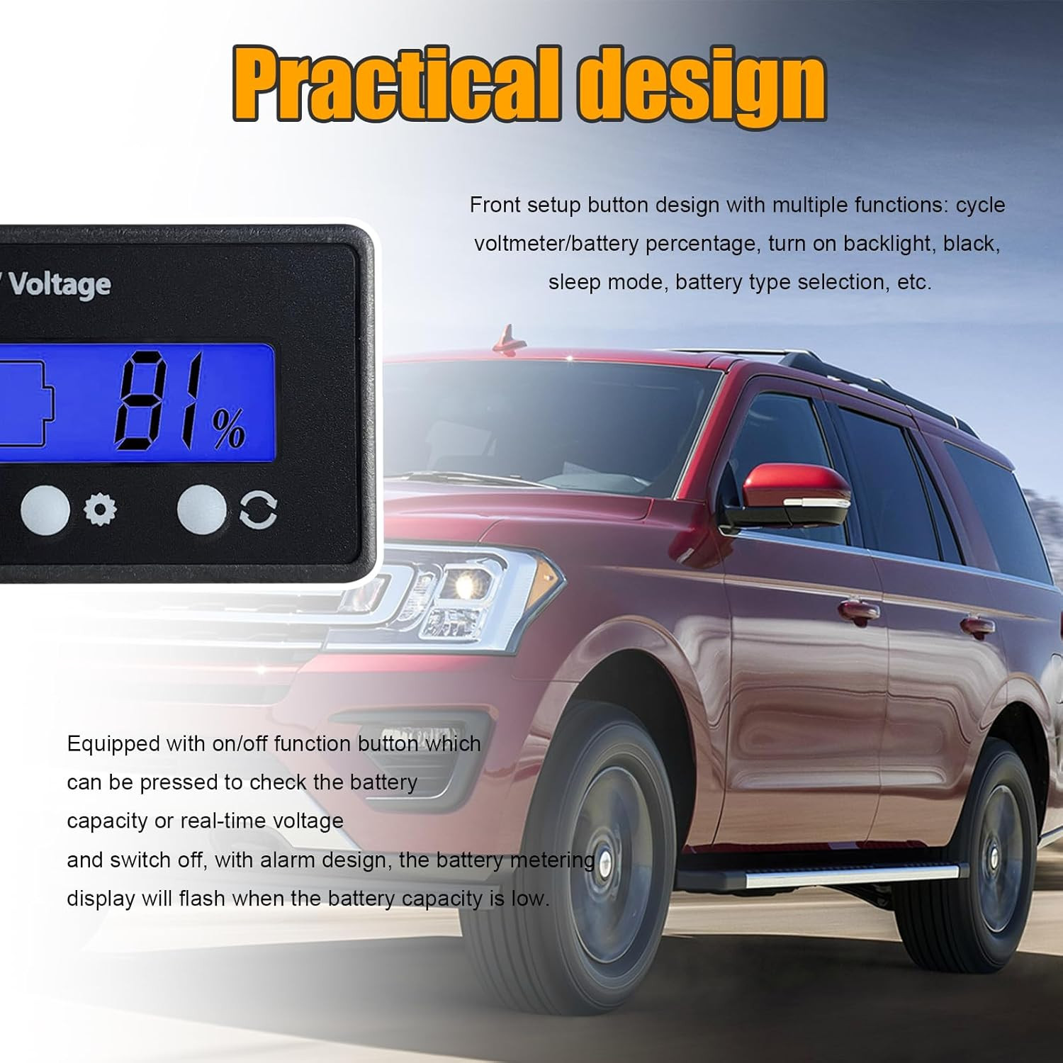 Golf Cart Battery Meter 12V-84V with LCD Display & Waterproof Design