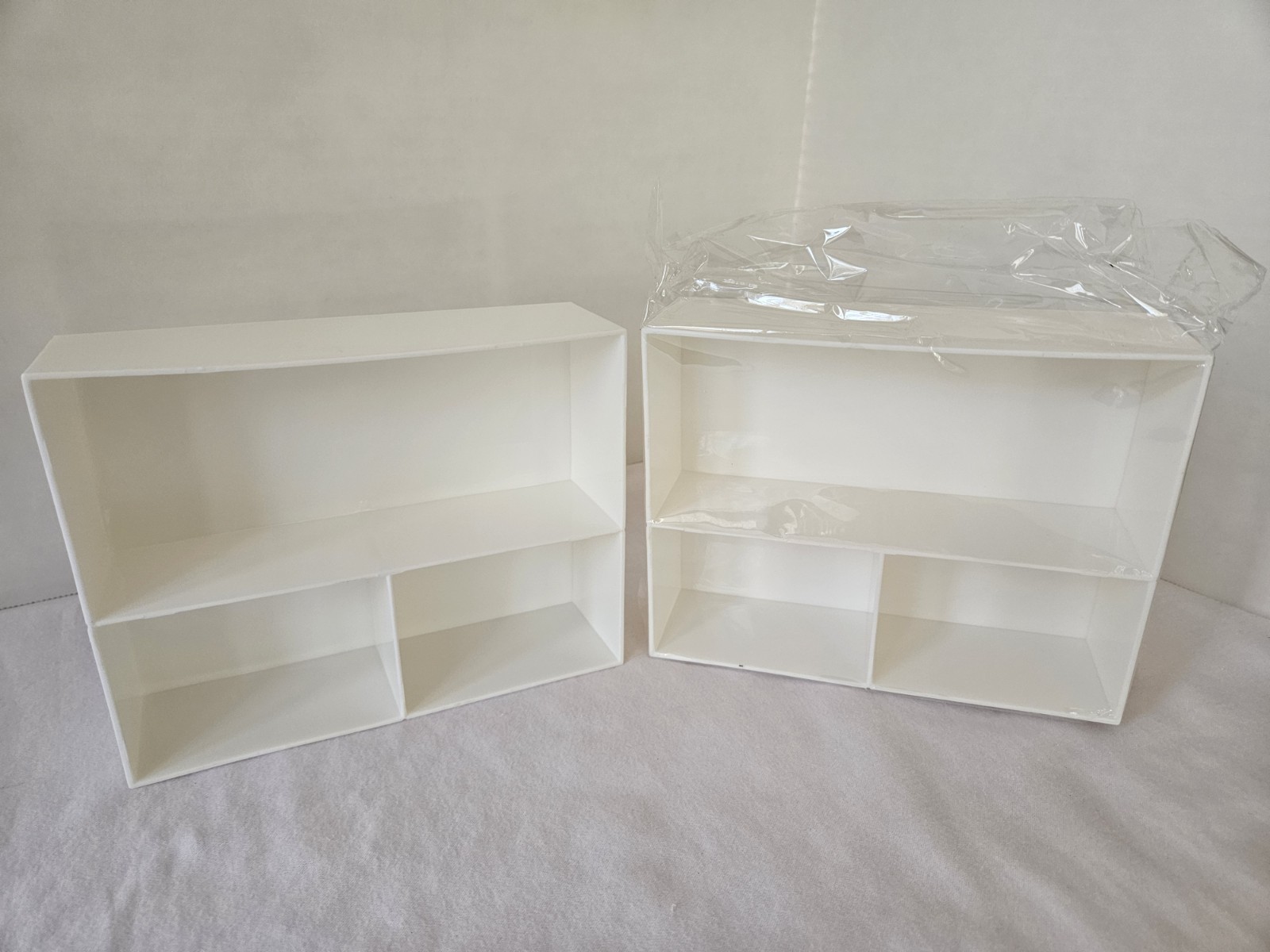 2 NEW Three Lattice multi-compartment plastic organizers in clear plastic