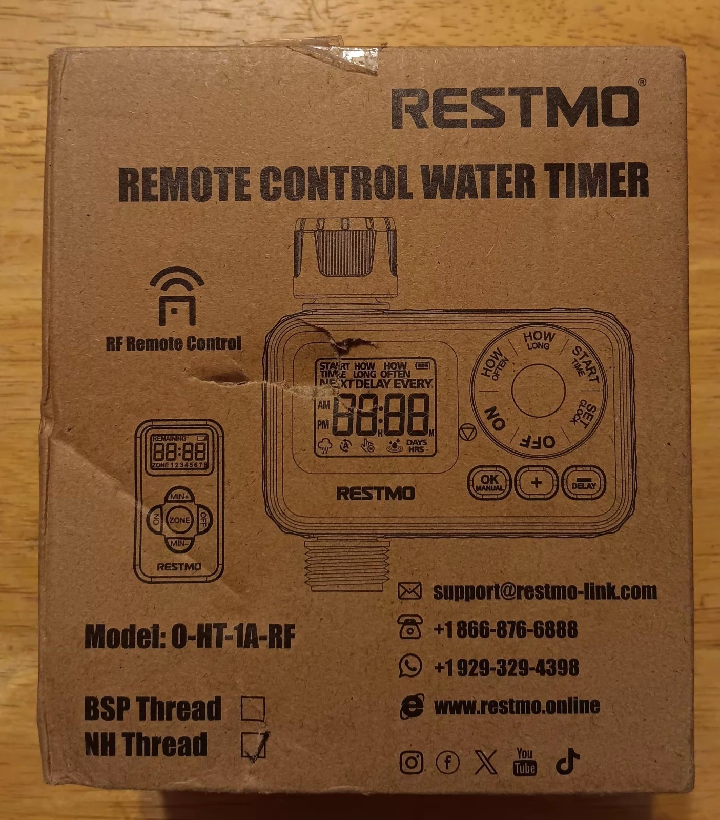 Restmo Remote Control Water Timer Model 0-HT-1A-RF, BSP/NH Thread