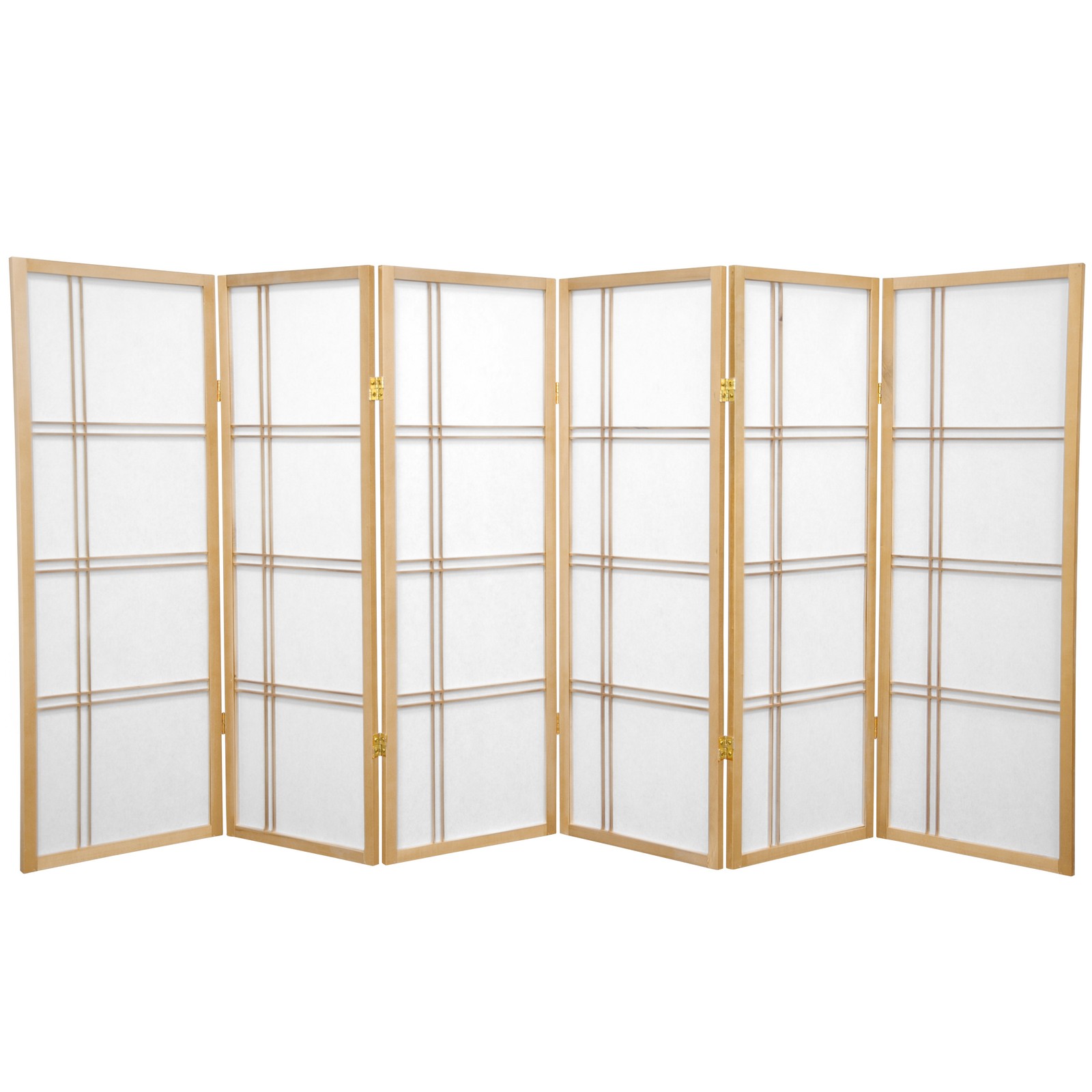 4 ft. Short Double Cross Shoji Screen - Natural - 6 Panels