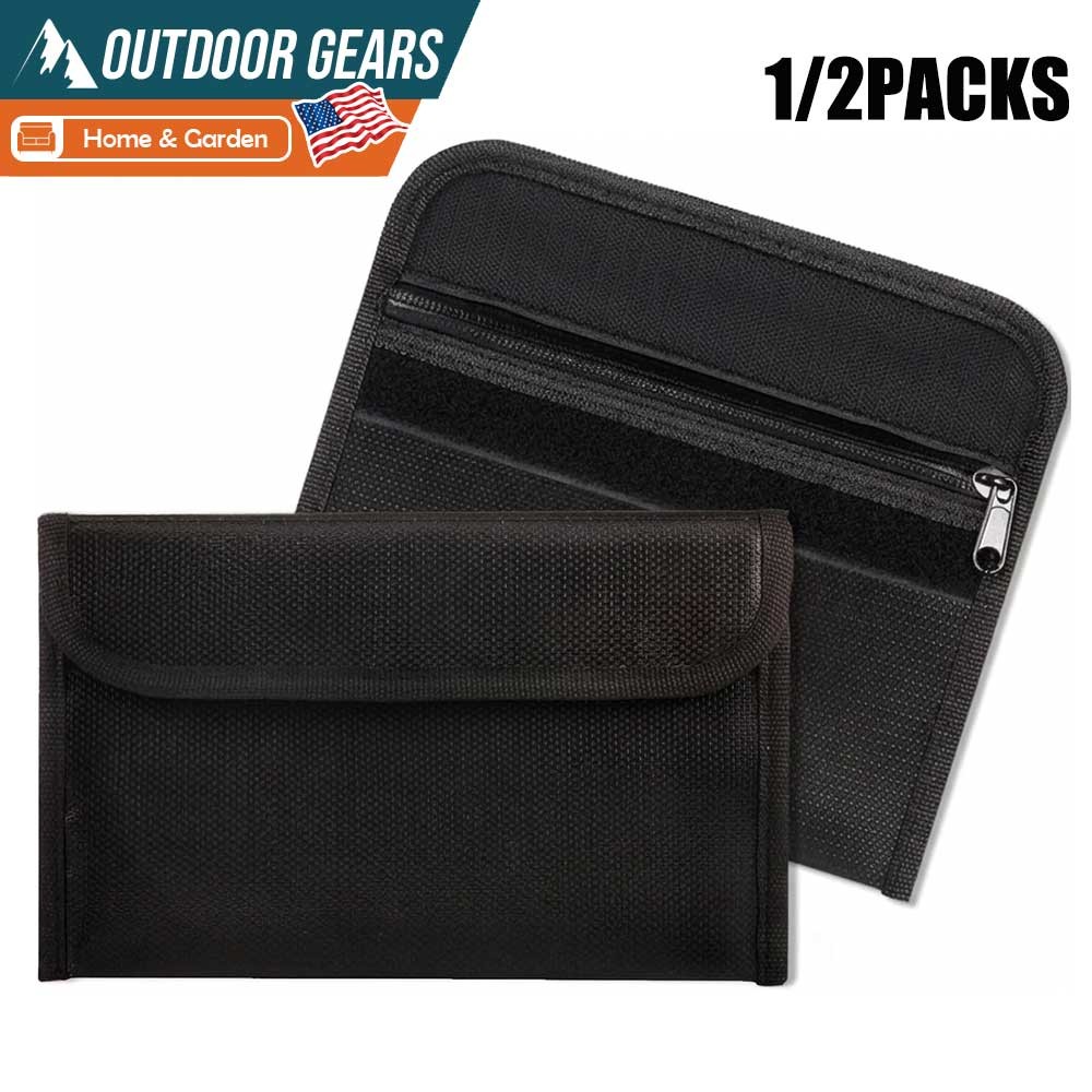 Fireproof Document Bag 7.9"x 4.5" Waterproof Fire Safe Cash Money Pouch Storage