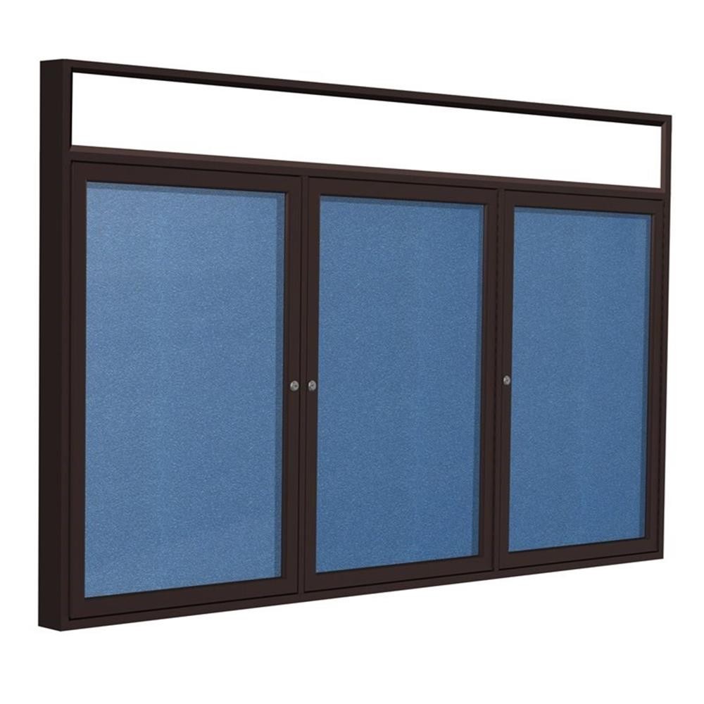 Ghent's Vinyl 36" x 72" 3 Door Enclosed Headliner Bulletin Board in Ocean Blue