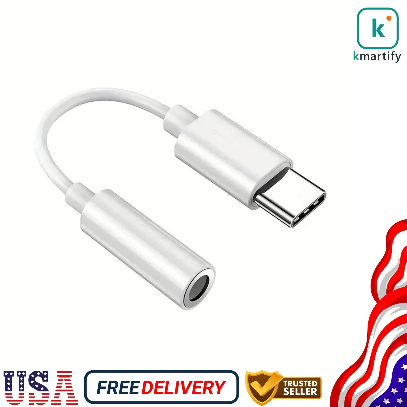 USB-C Type C Adapter Port to 3.5MM Aux Audio Jack Earphone Headphone Cable USB