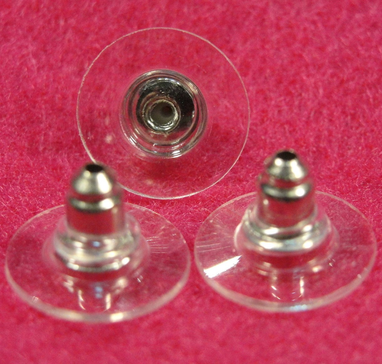 50Pcs. Earring Backs Platinum Acorn Ear Nuts w/ Clear Shield  EB02