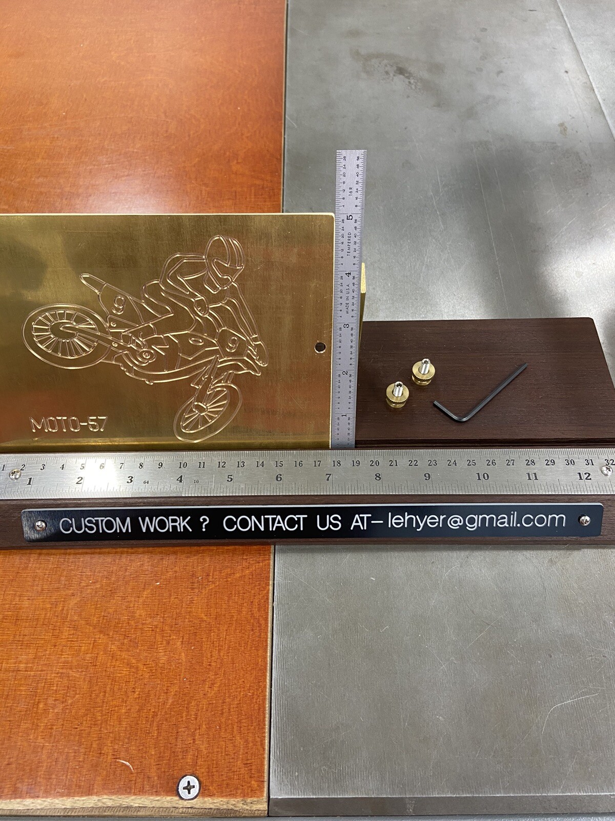 LARGE DETAILED MOTOCROSS SOLID BRASS MASTER TEMPLATE FOR NEW HERMES FONT TRAY