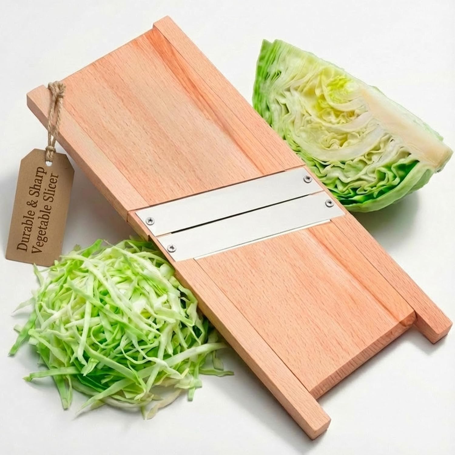 Wooden Cabbage Shredder 11.8"x5.1" – Grater & Slaw Slicer for Coleslaw/Sauerkrau