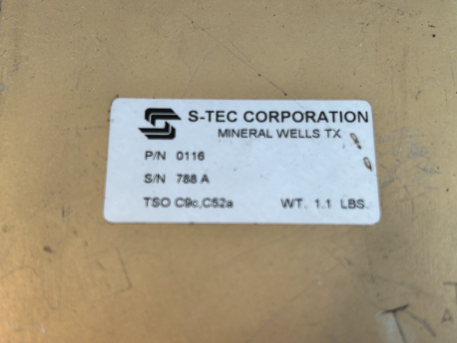 S-TEC PSS PITCH STABILIZATION SYSTEM DISPLAY P/N 0116