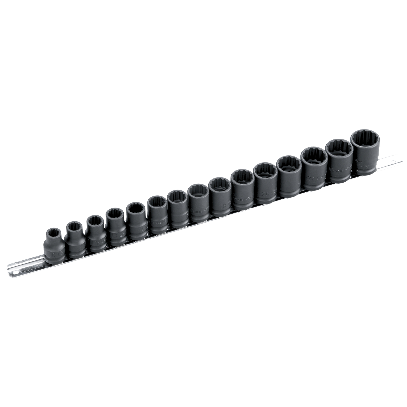 Genius Tools 15 Piece 1/2" Dr. Metric Thin Wall Impact Socket Set (12-Point) ...