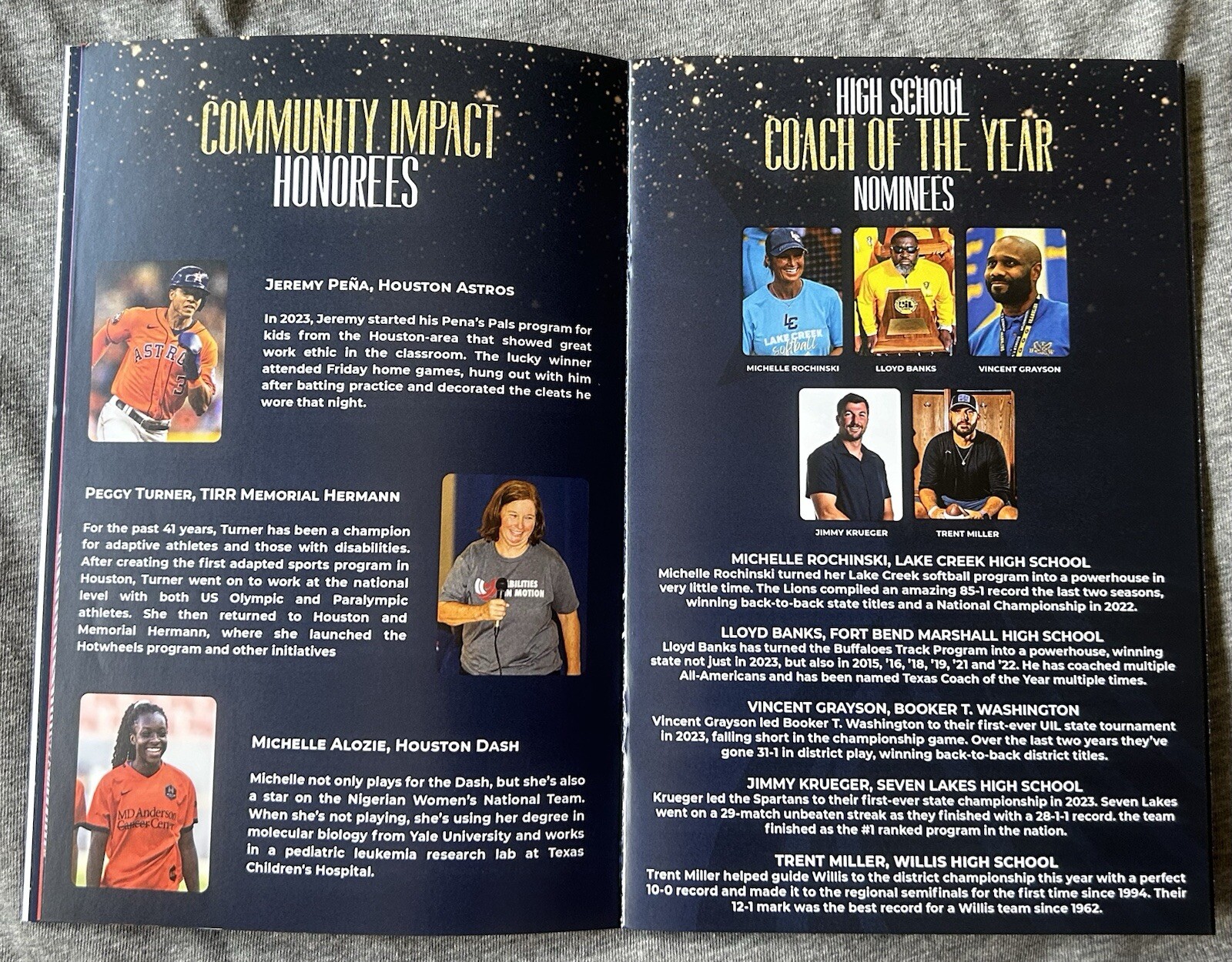 Houston Sports Awards 1/30/2024 Program.