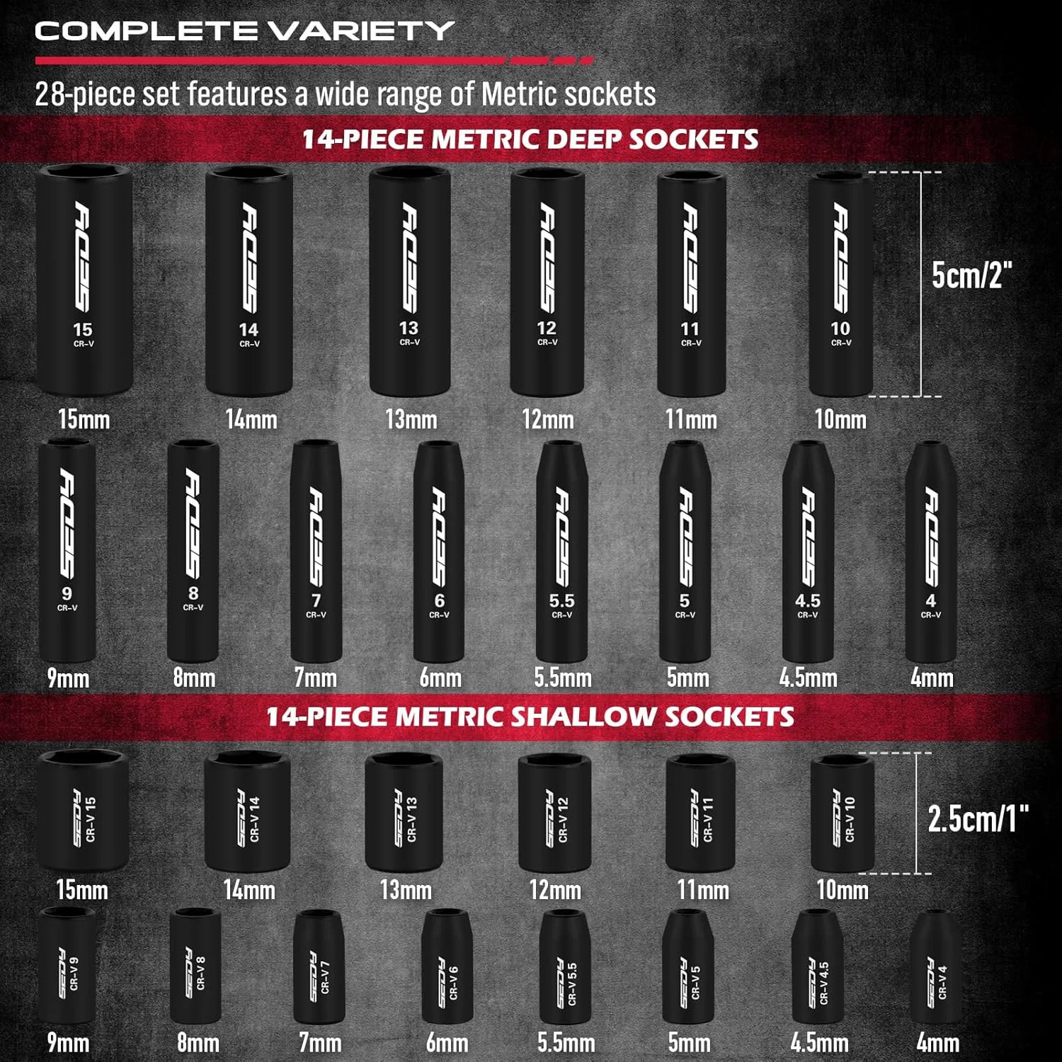64-Piece 1/4" Drive Impact Socket Wrench Driver-Bits Set, Cr-V Metric&SAE Deep a