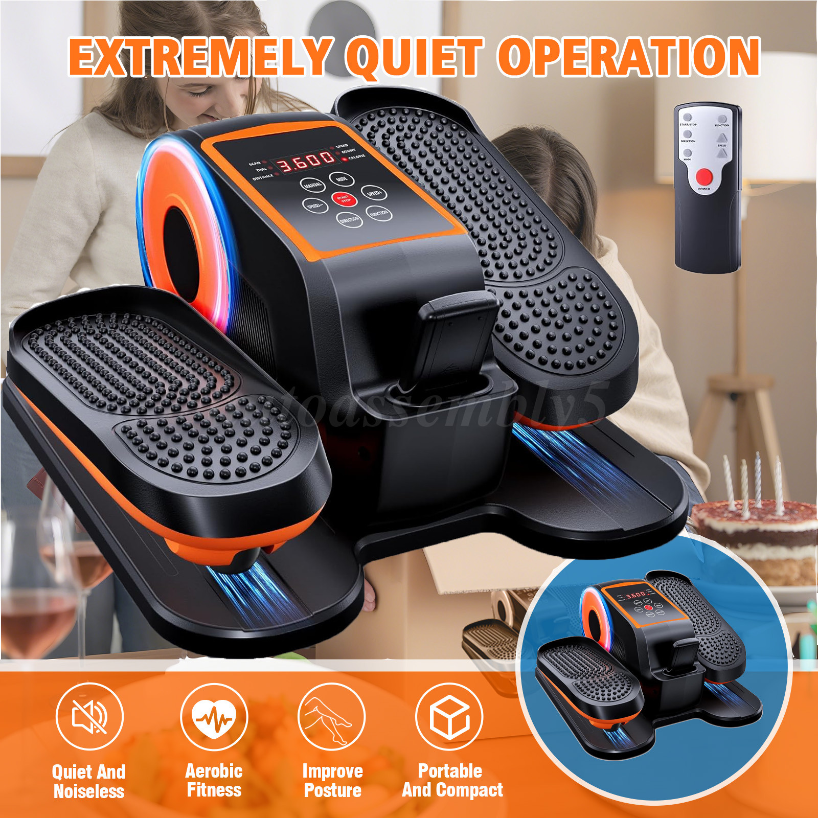 Ellipse Electric Elliptical Machine Under Desk Leg Exerciser Fully Assembled LCD