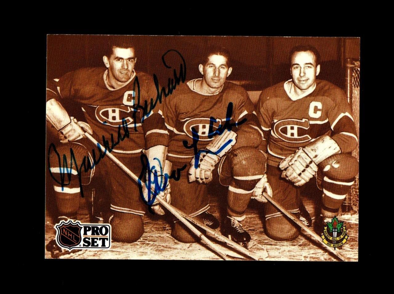 1991 Pro Set Montreal Canadiens Punch Line Signed x2 Maurice Richard Elmer Lach!