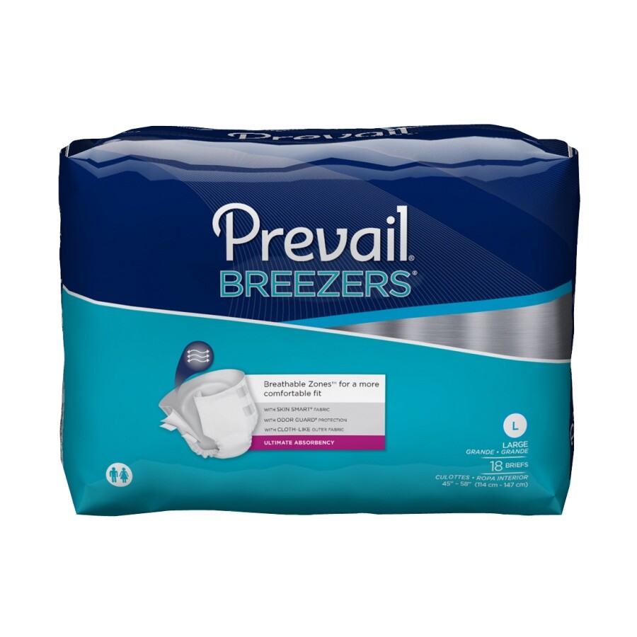 Breezers Adult Briefs Large, 45-58in - 72 Count, 2 PACK  PACK