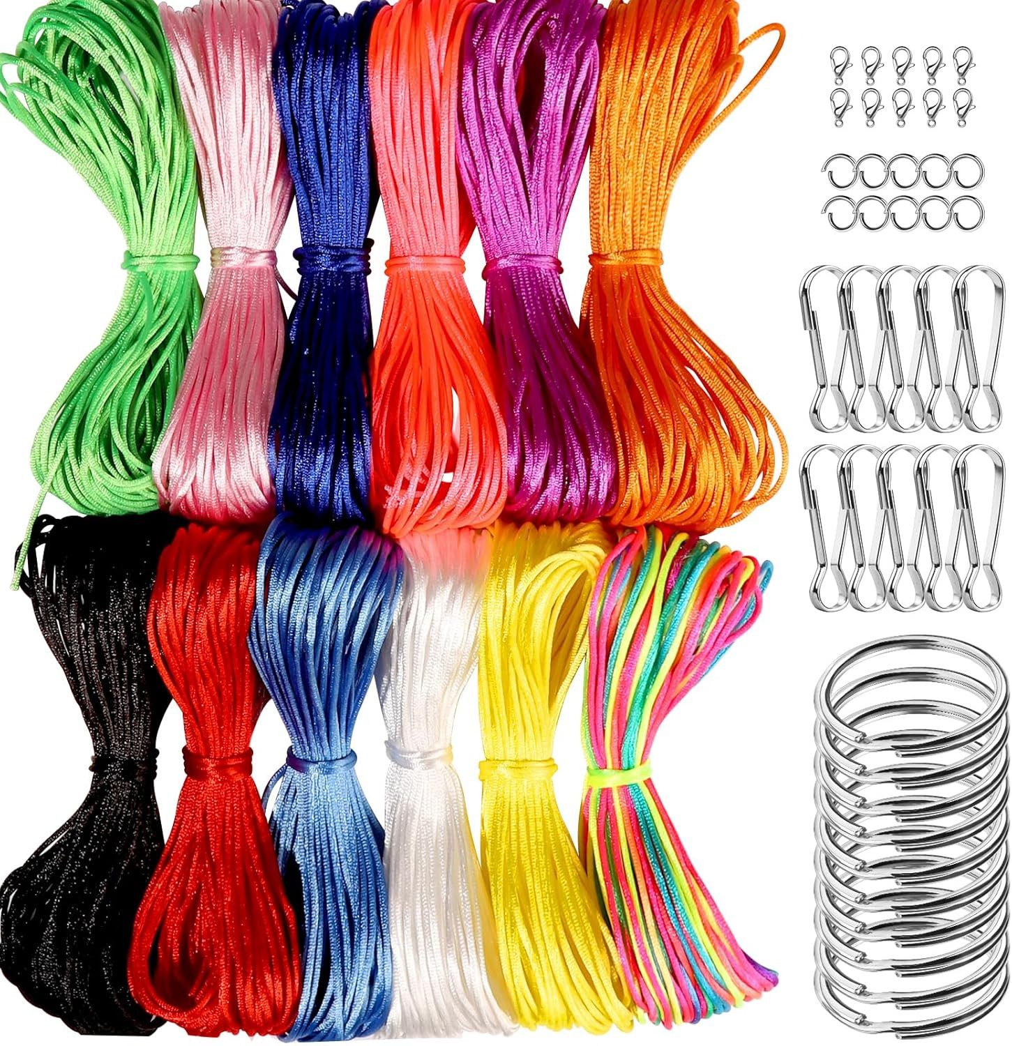 FDNDAMEI 12 Colors Nylon String for Bracelets, Waxed String for Bracelet Making,