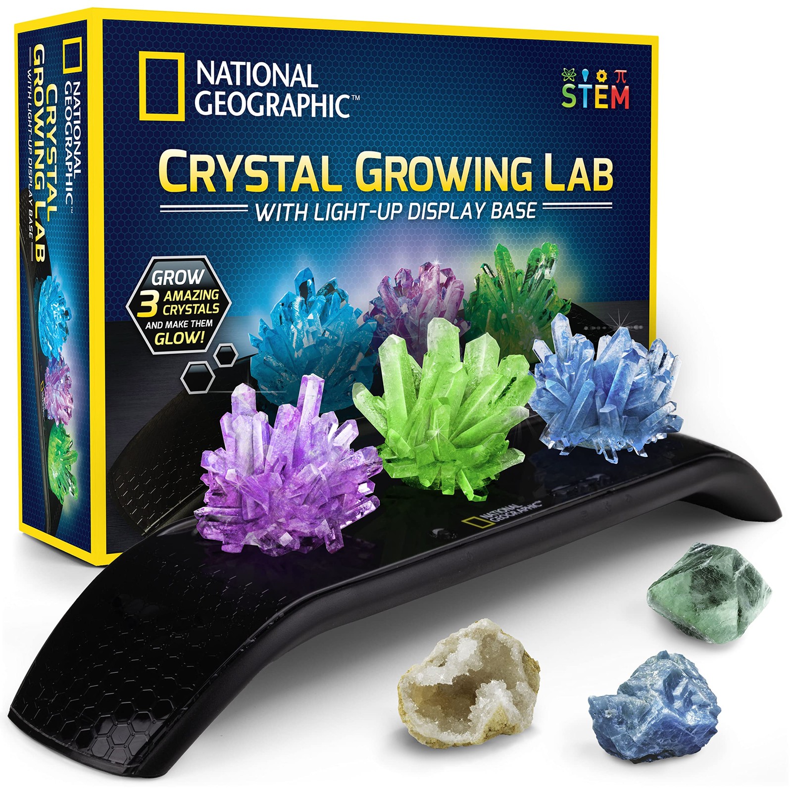 National Geographic Crystal Growing Kit - 3 Vibrant Colored Crystals to Grow ...