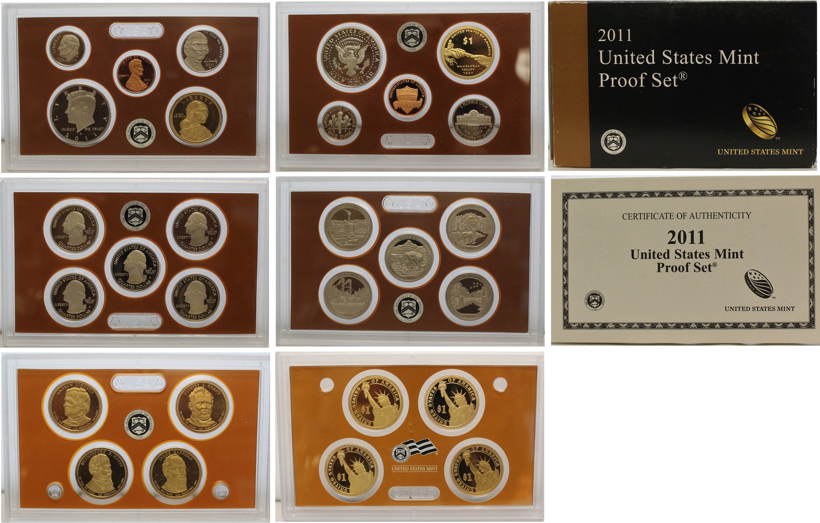 2011 Proof set CN-Clad  Kennedy, Presidential & ATB Quarters OGP 14 coins