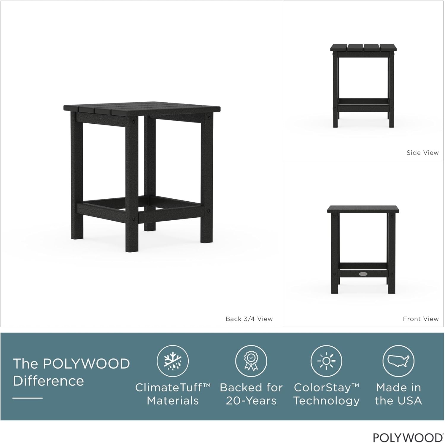 Long Island 18" Side Table, Black