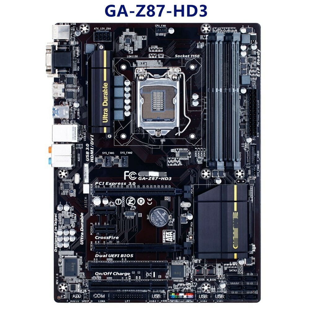 LGA 1150 Motherboard GIGABYTE GA-Z87-HD3 Intel Z87 HDMI DVI SATA3.0 USB 3.0