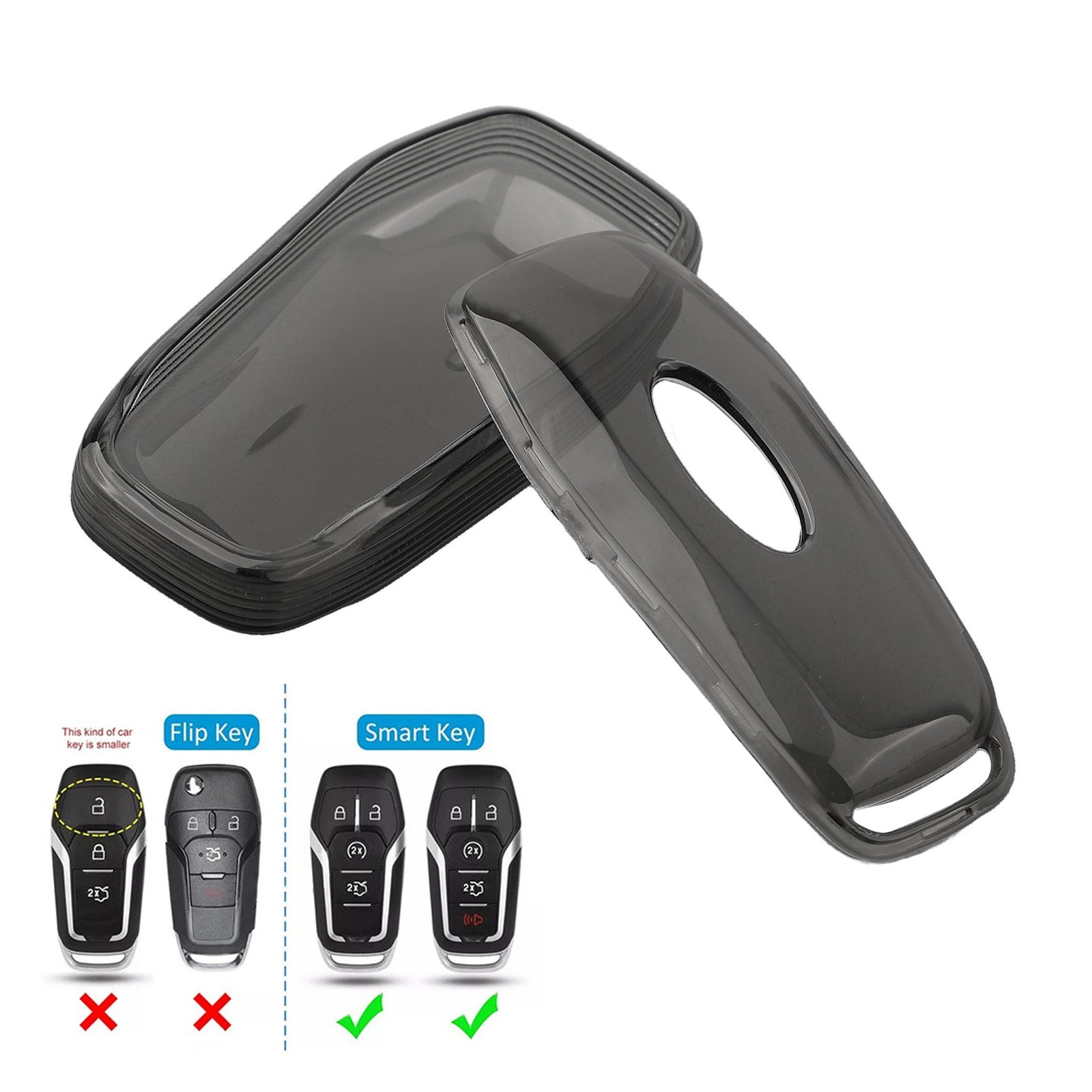Anti Scratch Key Case for Ford For Fusion For Explorer Transparent Black