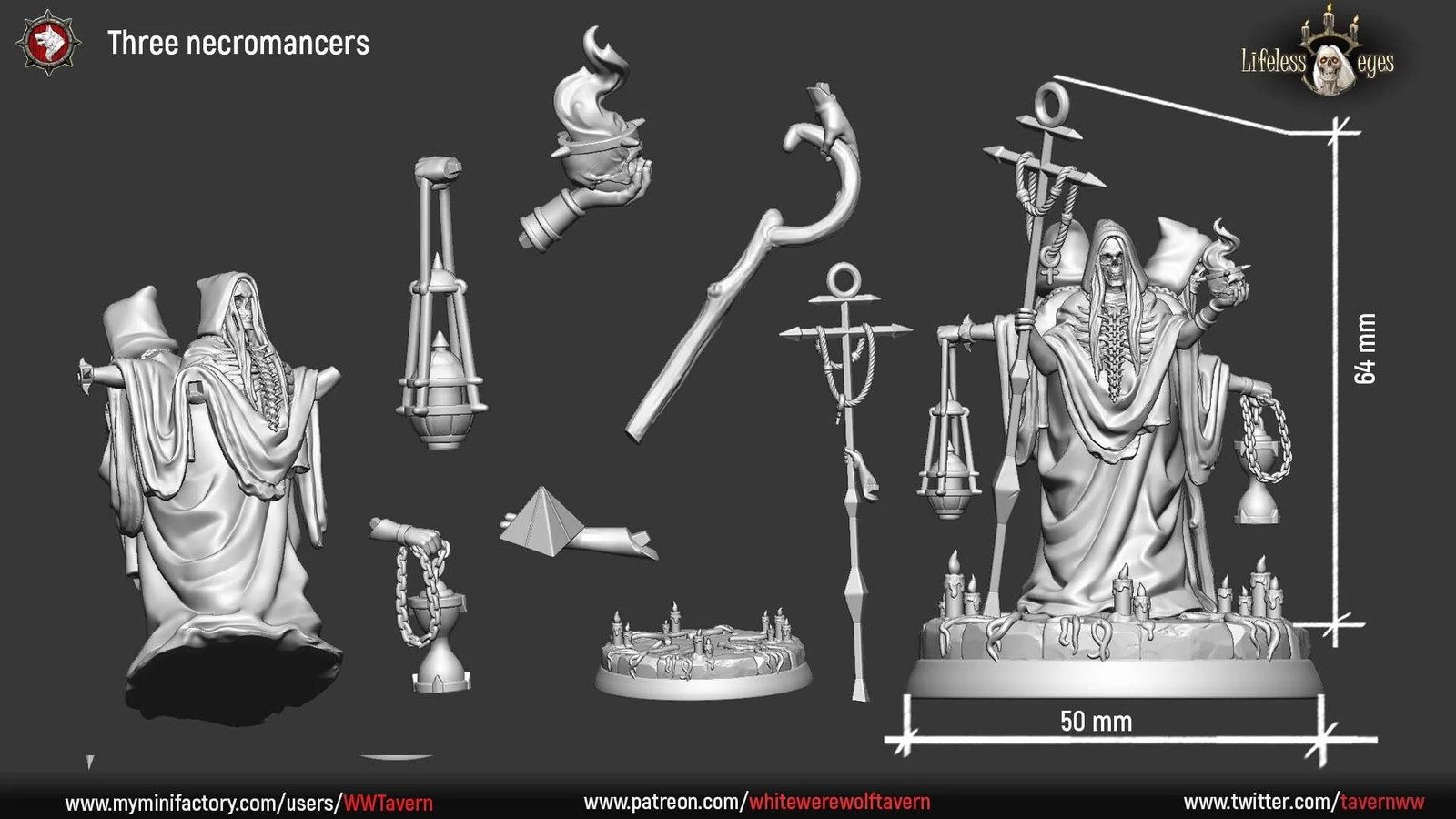 Three Necromancers - Resin Tabletop Miniature