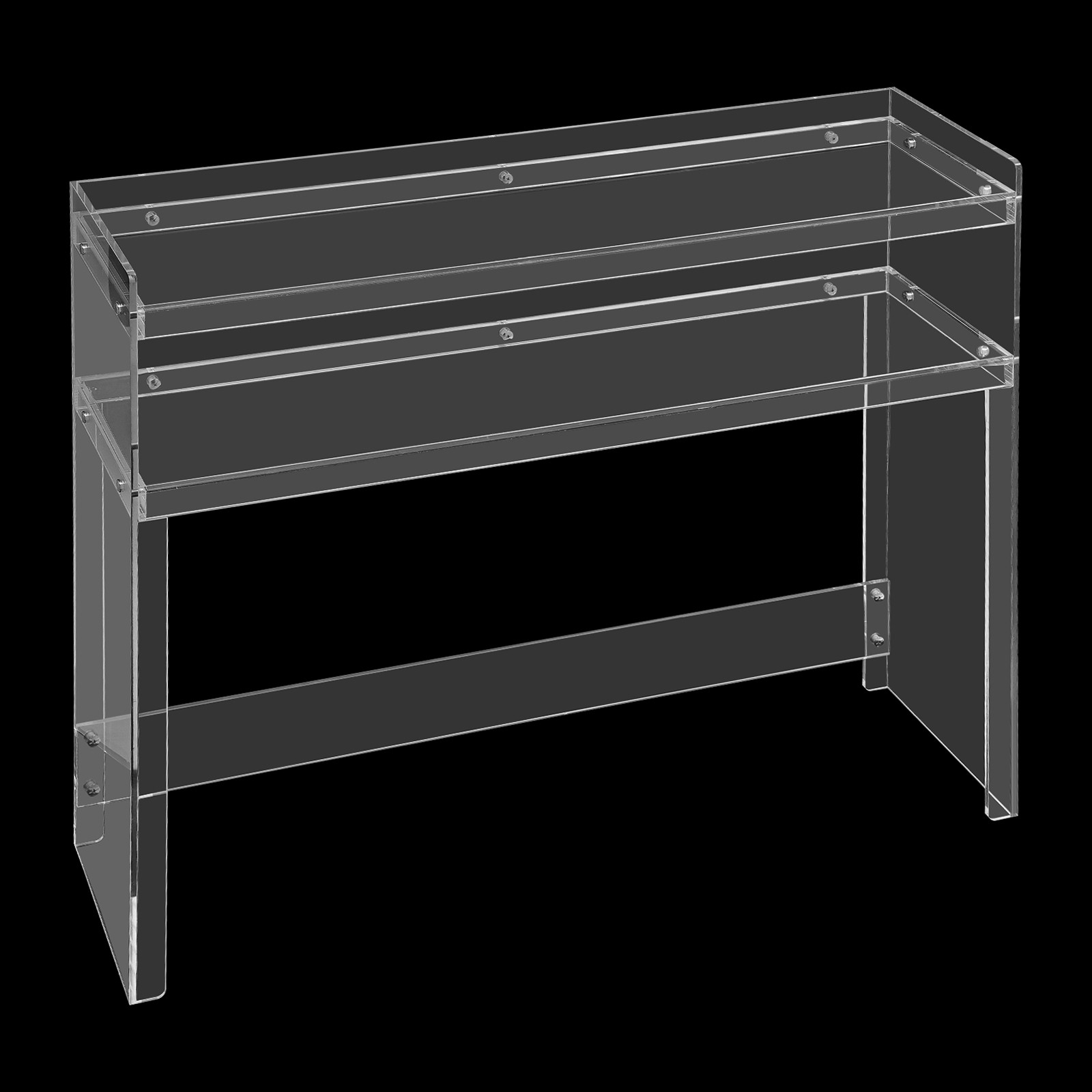 2 Tiers Modern Acrylic Desk Small Entryway Table With Open Shelves Entry Table
