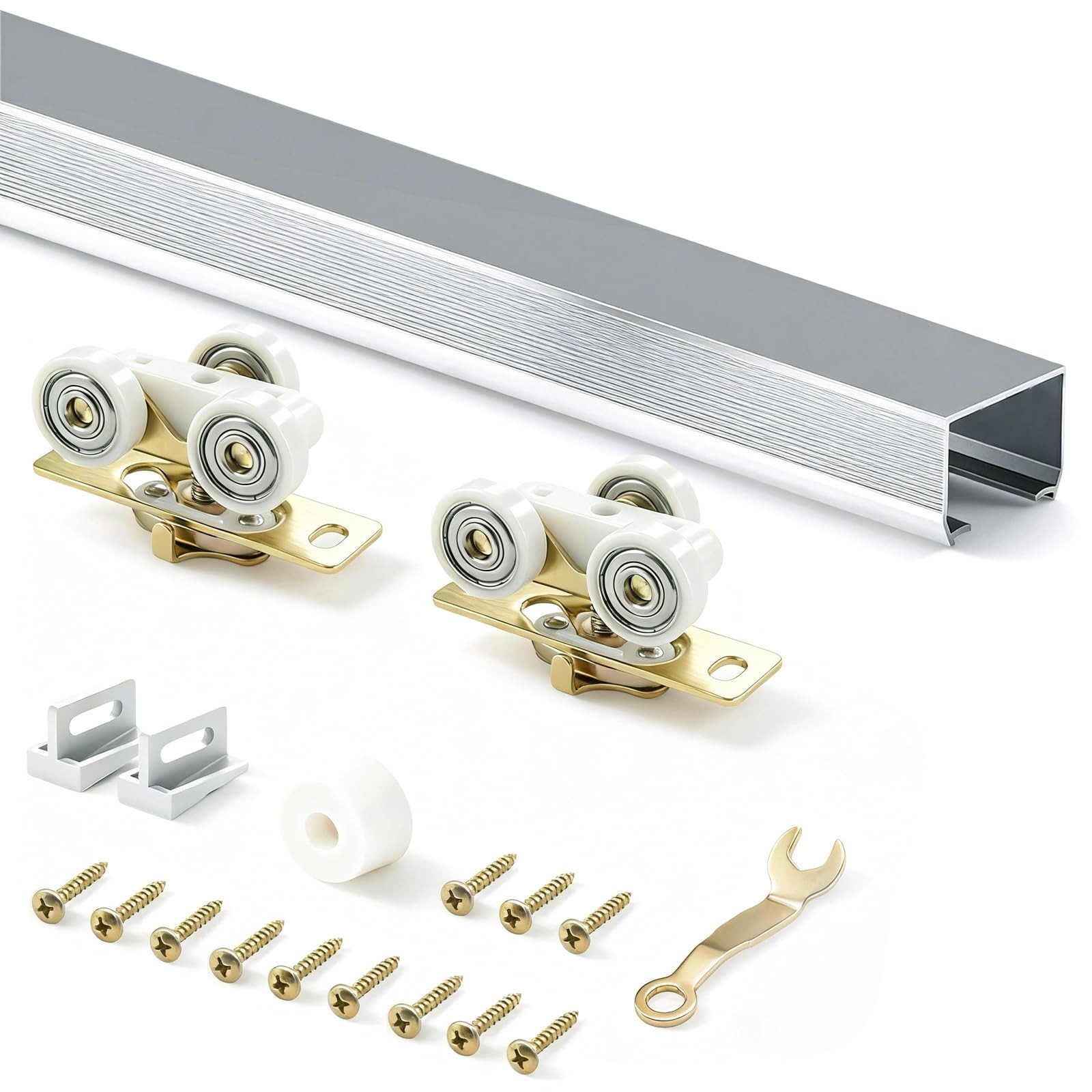 4FT Commercial Grade Sliding Pocket Door Hardware and Track Kit, Aluminum Box...