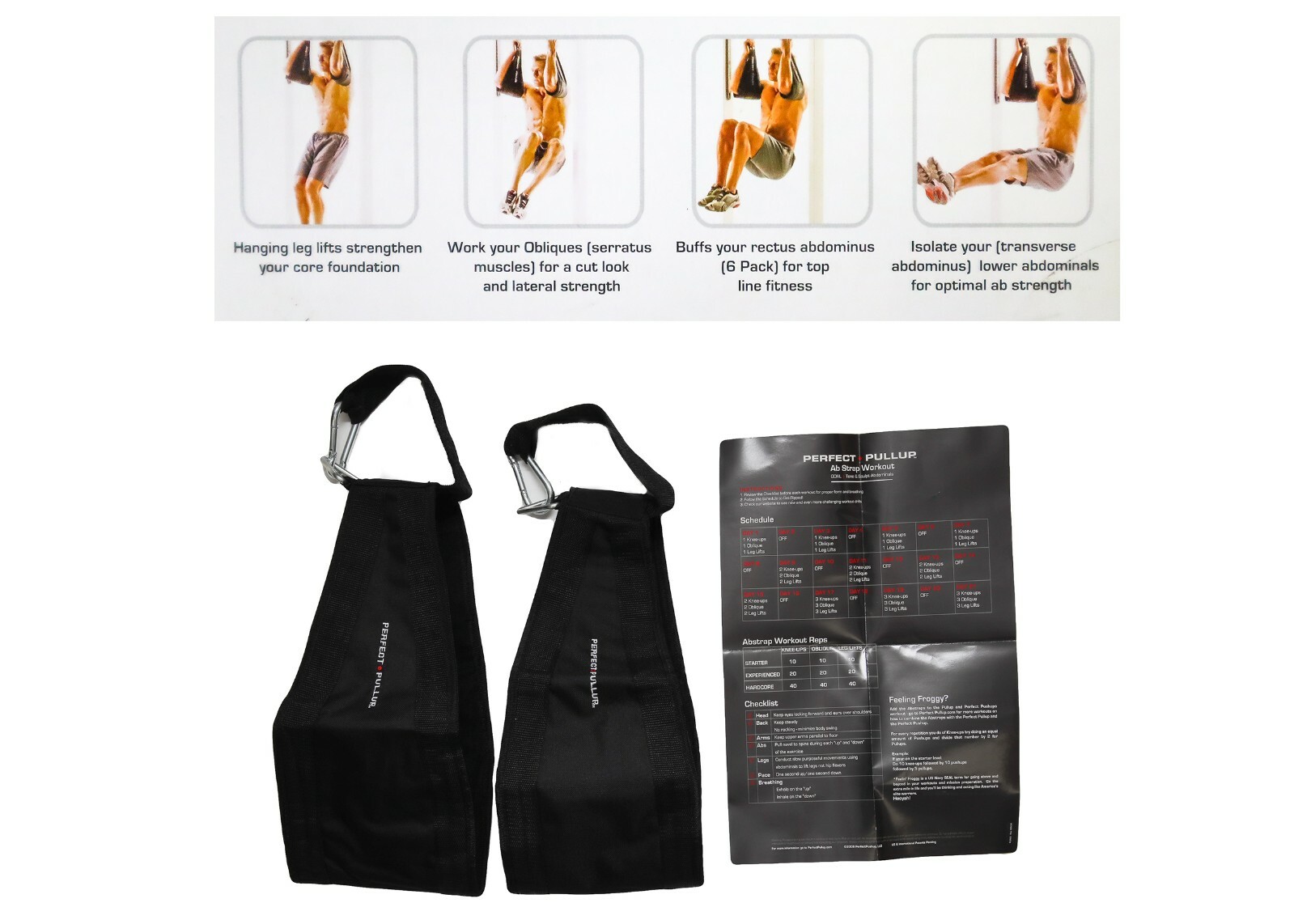 New Ab Straps Black Perfect Pull Up Work Out Crunch Leg Lifts Core Home Workout