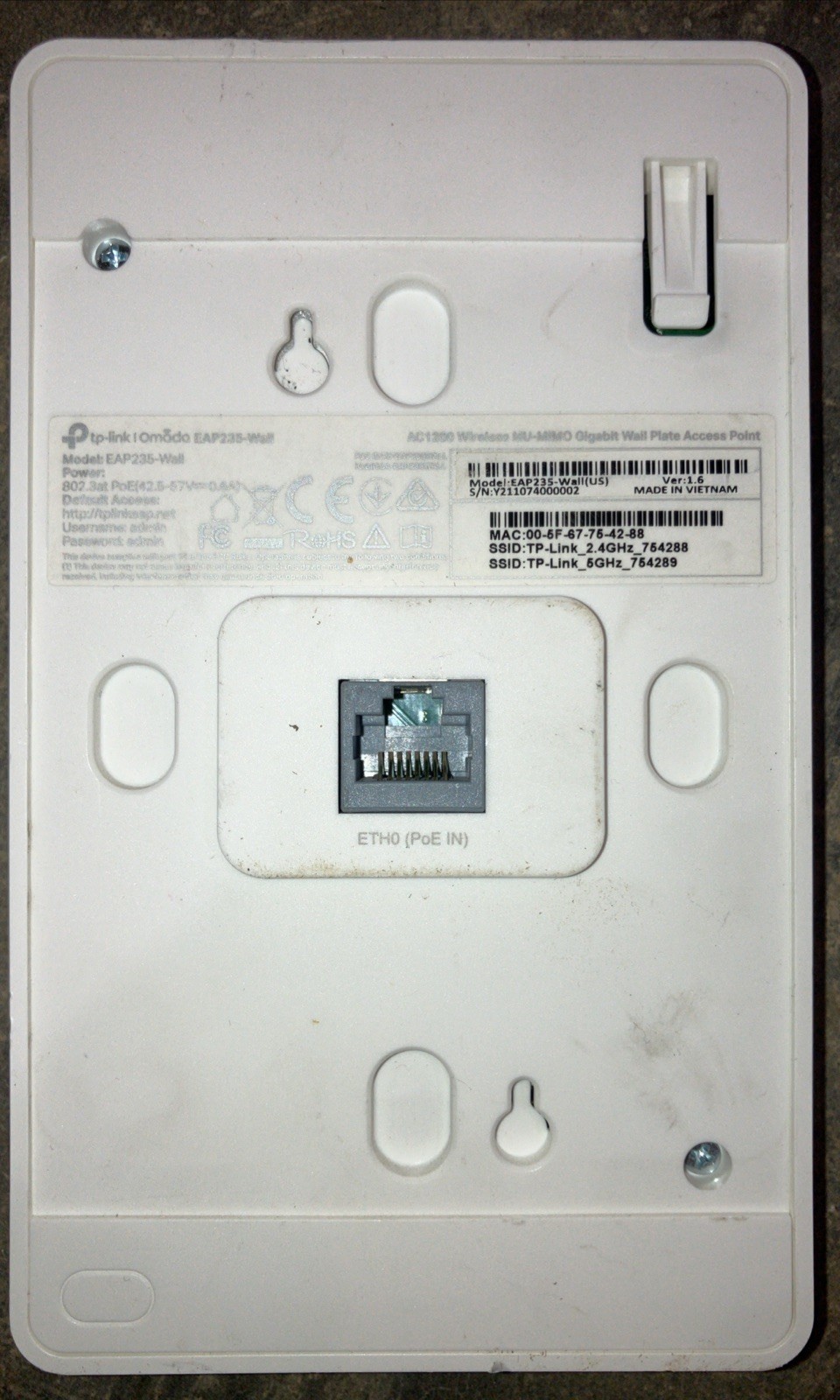 TP-LINK EAP235-WALL AC1200 Wireless Gigabit Wall Access Point (QTY AVAILABLE)
