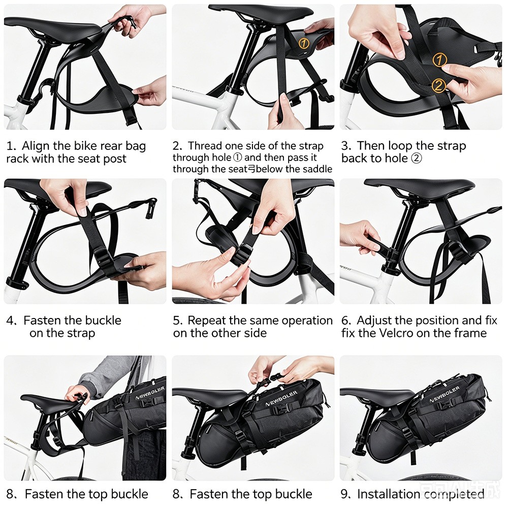 Bicycle Saddlebag Mount Rack Quick Release with 7L Bag Under Seat Bag Bracket US