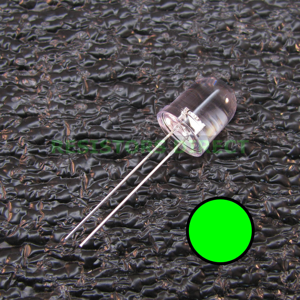 5pcs Round 10mm Green LED Clear Lens 8000 MCD Ham Radio USA Seller 5x Z16
