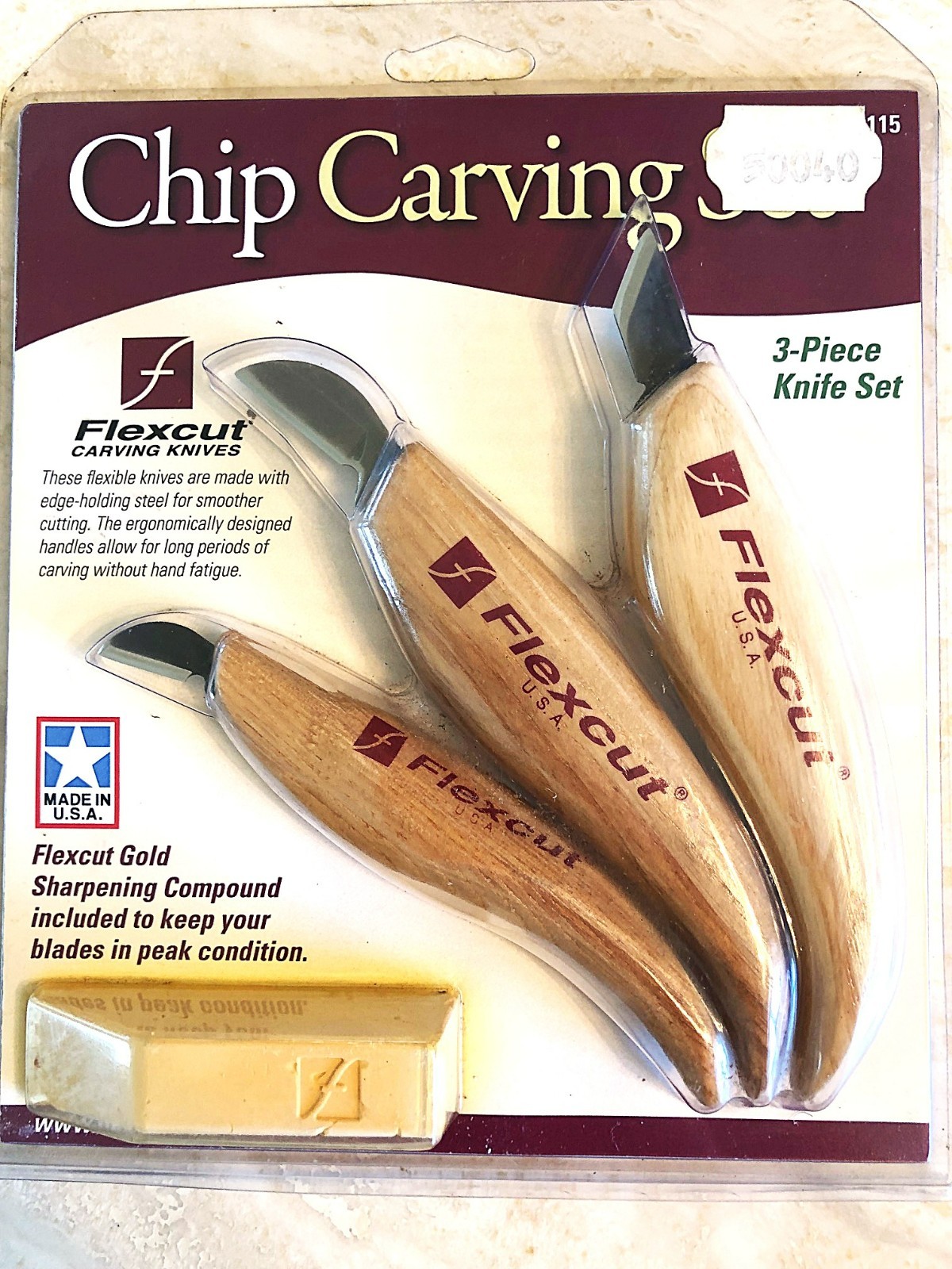 Flexcut 3-Piece Chip Carving Set KN115 Includes KN15 Chip Carving Knife, KN20 Mi