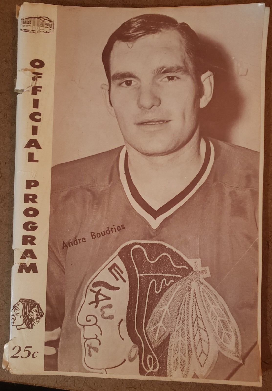 1968-69 Chicago Blackhawks vs Oakland Seals Program Andre Boudrias Cover Mikita