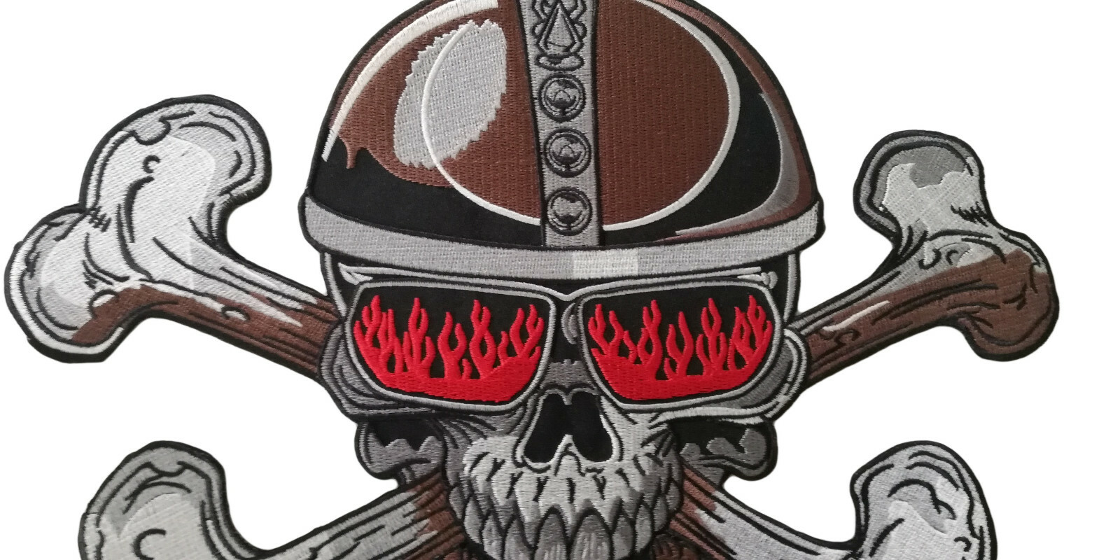 LARGE Skull Crossbones Helmet Rocker Viking Jacket Embroidered Biker Back Patch