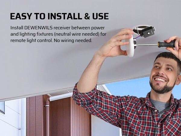 DEWENWILS Wireless Light Switch and Receiver Kit, Waterproof for Outdoor Light