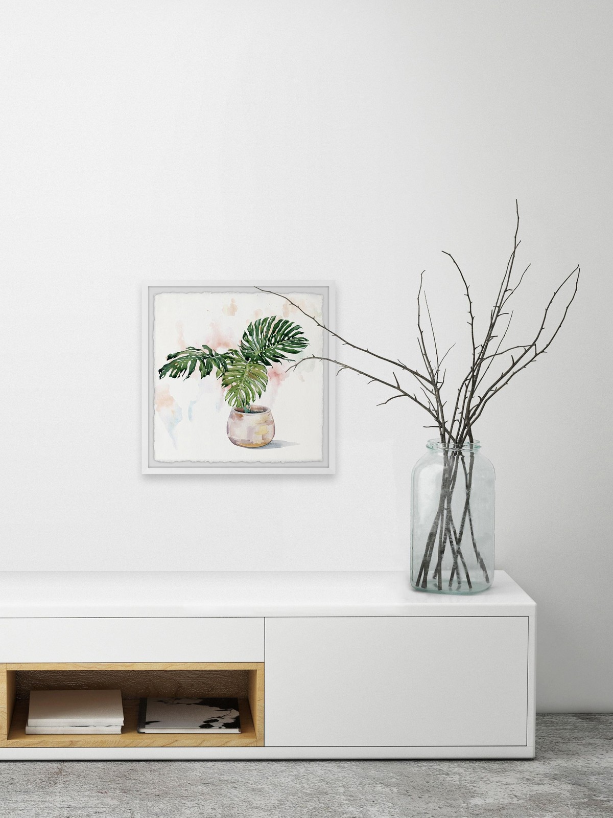 Marmont Hill Potted Monstera Deliciosa II Framed Painting Print 12" x 12"