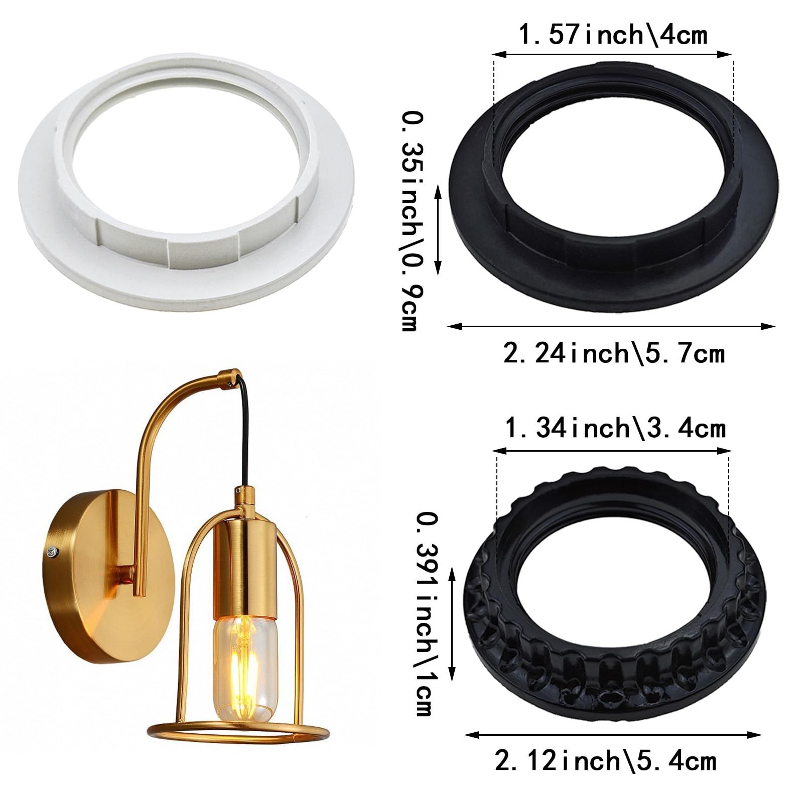 8 Pack Light Socket Shade Ring, Lamp Shade Adapter Ring, Retaining Rings for ...