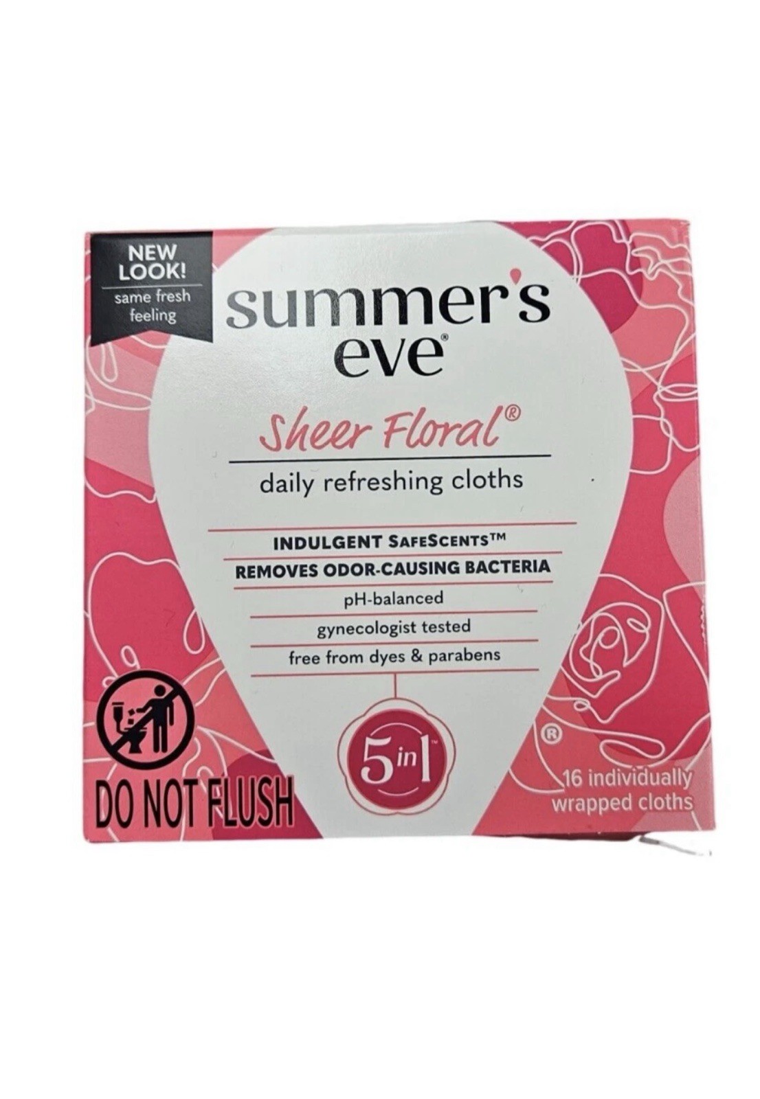 Summers Eve Cleansing Cloths Sheer Floral 16ct NEW LOOK!