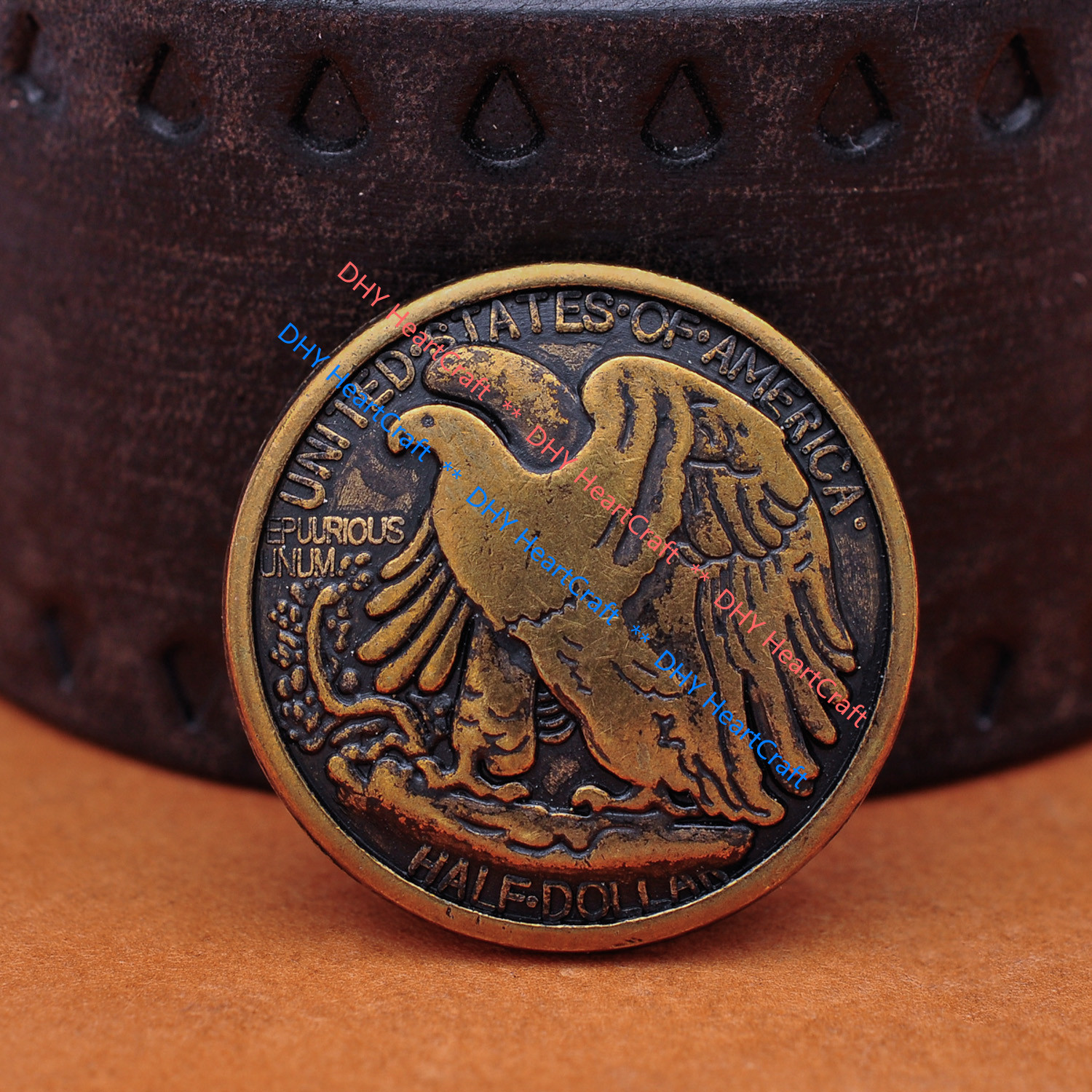 10X Retro Half Dollar Liberty Eagle Replica Leathercraft Conchos Set Screw Back