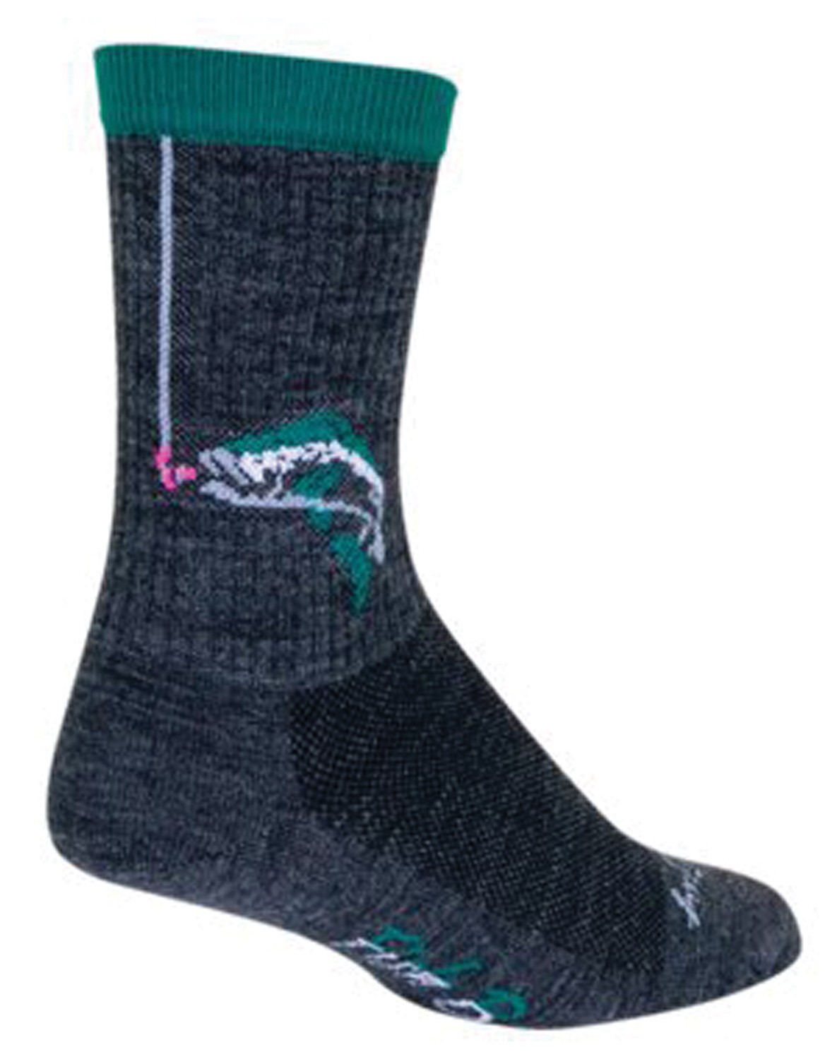 SOCKGUY Hook Ed 6" Wool Crew Socks XL Black